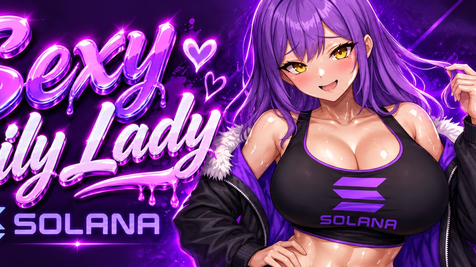 Sexy Oily Lady purple neon banner